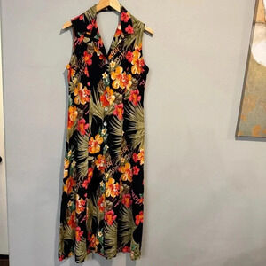 California Krush Midi Dress Tropical Floral Beach Hawaiian Vacation 6